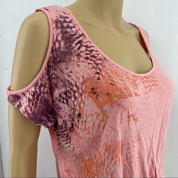 Mudd SMALL Pink Floral Cold Shoulder Short Sleeve Mini Dress - Picture 2 of 5